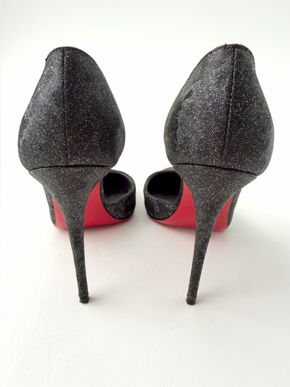 CHRISTIAN LOUBOUTIN || Iriza 100 Flintstar Glitter D’Orsay Heels EU 37.5 - Picture 11 of 14